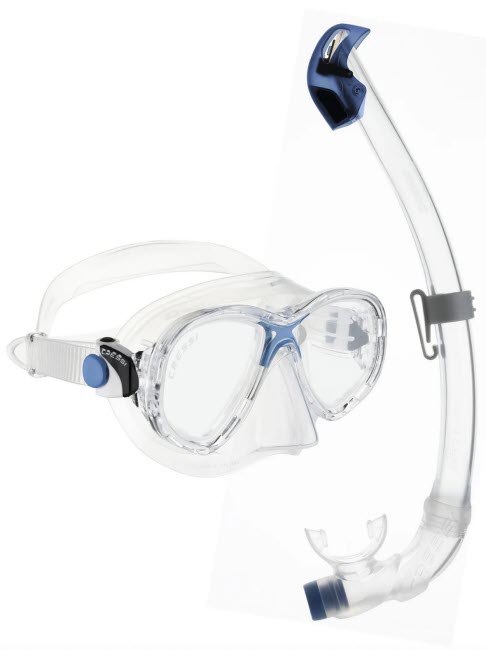 Cressi Dive Mask Snorkel Marea Junior + Seal Dry Snorkel Combo